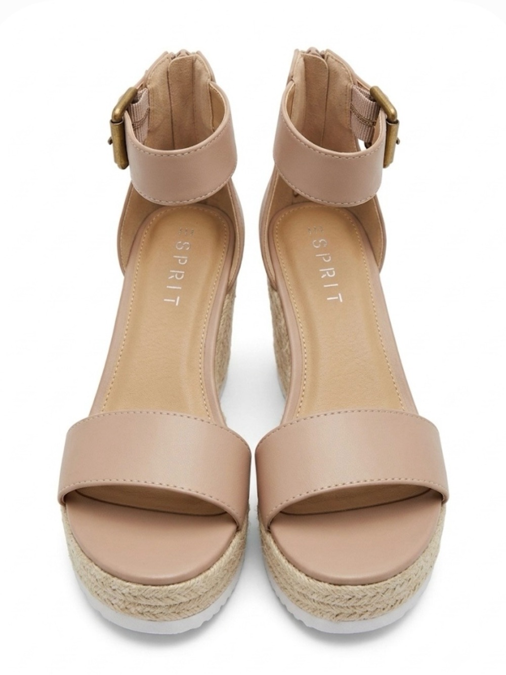 Esprit Blush Tan Ankle-Strap Espadrille Wedge Sandals size 8